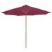 Parasol avec mât en bois 300 cm Rouge bordeaux - Photo n°1