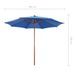 Parasol avec mât en bois 300x258 cm Bleu - Photo n°6