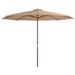 Parasol avec mât en bois 350 cm Taupe - Photo n°1