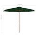 Parasol avec mât en bois 350 cm Vert - Photo n°4