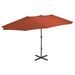 Parasol avec poteau en aluminium 460 x 270 cm Terre cuite - Photo n°1