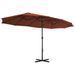 Parasol avec poteau en aluminium 460 x 270 cm Terre cuite - Photo n°4