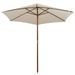 Parasol avec poteau en bois 270 x 270 cm Blanc crème - Photo n°3