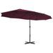 Parasol d'extérieur avec mât en aluminium 460 x 270 cm Bordeaux - Photo n°5