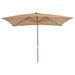 Parasol d'extérieur avec mât en bois 200 x 300 cm Taupe - Photo n°3