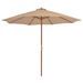 Parasol d'extérieur avec mât en bois 300 cm Taupe - Photo n°1