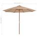 Parasol d'extérieur avec mât en bois 300 cm Taupe - Photo n°7