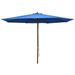 Parasol d'extérieur avec mât en bois 350 cm Bleu - Photo n°1