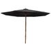Parasol d'extérieur avec mât en bois 350 cm Noir - Photo n°1