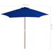 Parasol d'extérieur avec mât en bois Bleu 270 cm - Photo n°6