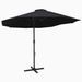 Parasol d'extérieur et poteau en aluminium 460 x 270 cm Noir - Photo n°1