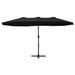 Parasol d'extérieur et poteau en aluminium 460 x 270 cm Noir - Photo n°4