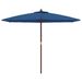 Parasol de jardin avec mât en bois bleu azuré 299x240 cm - Photo n°3