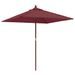 Parasol de jardin avec mât en bois rouge bordeaux 198x198x231cm - Photo n°1