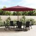 Parasol de jardin avec mât en bois rouge bordeaux 400x273 cm - Photo n°1
