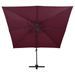 Parasol déporté à double toit 300x300 cm Rouge bordeaux - Photo n°4