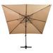 Parasol déporté à double toit 300x300 cm Taupe - Photo n°4