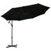 Parasol déporté à LED et mât en acier 300 cm Noir - Photo n°1