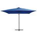 Parasol déporté avec LED et mât en acier 250x250 cm Bleu azuré - Photo n°3