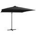 Parasol déporté avec LED et mât en acier 250x250 cm Noir - Photo n°1