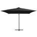 Parasol déporté avec LED et mât en acier 250x250 cm Noir - Photo n°3