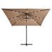 Parasol déporté avec LED et mât en acier 250x250 cm Taupe - Photo n°5