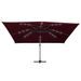 Parasol déporté avec lumières LED Rouge bordeaux 400x300 cm - Photo n°5