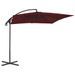 Parasol déporté avec mât en acier 250x250 cm Rouge bordeaux - Photo n°4