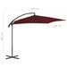 Parasol déporté avec mât en acier 250x250 cm Rouge bordeaux - Photo n°7