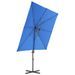 Parasol déporté avec mât en acier Bleu azuré 250x250 cm - Photo n°4