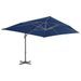 Parasol déporté avec mât en aluminium 4x3 m Bleu azuré - Photo n°3