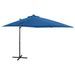 Parasol déporté avec mât et lumières LED Bleu azuré 250 cm - Photo n°1