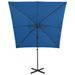 Parasol déporté avec mât et lumières LED Bleu azuré 250 cm - Photo n°6