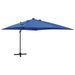 Parasol déporté avec mât et lumières LED Bleu azuré 300 cm 3 - Photo n°1