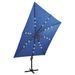 Parasol déporté avec mât et lumières LED Bleu azuré 300 cm 3 - Photo n°5