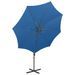 Parasol déporté avec mât et lumières LED Bleu azuré 300 cm - Photo n°5