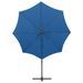 Parasol déporté avec mât et lumières LED Bleu azuré 300 cm - Photo n°7