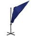 Parasol déporté avec mât et lumières LED Bleu azuré 300 cm 2 - Photo n°7