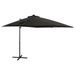 Parasol déporté avec mât et lumières LED Noir 250 cm - Photo n°1