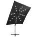 Parasol déporté avec mât et lumières LED Noir 250 cm - Photo n°4