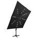 Parasol déporté avec mât et lumières LED Noir 300 cm 2 - Photo n°5