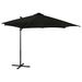 Parasol déporté avec mât et lumières LED Noir 300 cm - Photo n°1