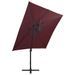 Parasol déporté avec mât et lumières LED Rouge bordeaux 250 cm - Photo n°5