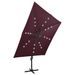 Parasol déporté avec mât et lumières LED Rouge bordeaux 300 cm 2 - Photo n°7