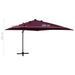 Parasol déporté avec mât et lumières LED Rouge bordeaux 300 cm 2 - Photo n°11