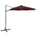 Parasol déporté avec mât et lumières LED Rouge bordeaux 300 cm - Photo n°1