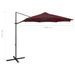 Parasol déporté avec mât et lumières LED Rouge bordeaux 300 cm - Photo n°11