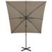 Parasol déporté avec mât et lumières LED Taupe 250 cm - Photo n°6