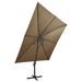 Parasol déporté avec mât et lumières LED Taupe 300 cm 2 - Photo n°6