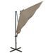 Parasol déporté avec mât et lumières LED Taupe 300 cm 3 - Photo n°6